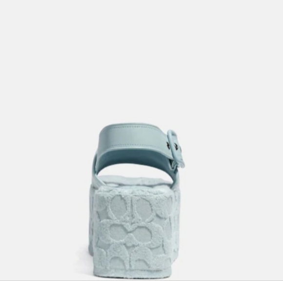 Coach Noelle Sandal In Signature Terry Cloth Blue Size 8.5 B NEW - Picture 5 of 16